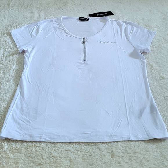 bebe White Top with Zipper Detail - NWT - Picture 12 of 14